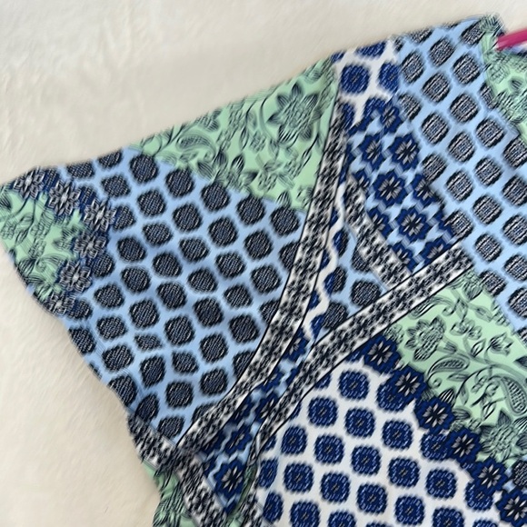 Kim Rogers Blue,Green and whiteShort Sleeve Blouse - Picture 6 of 11